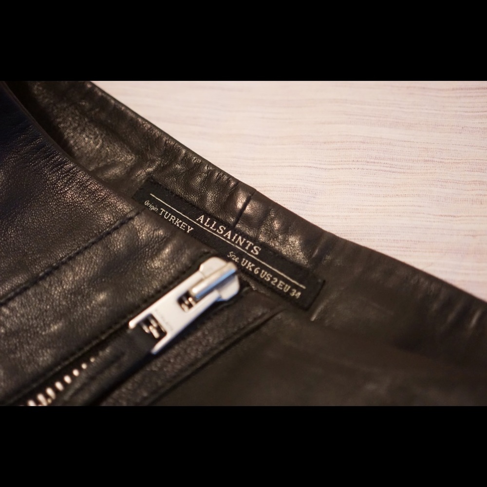 ALLSAINTS Black Leather Mini Skirt